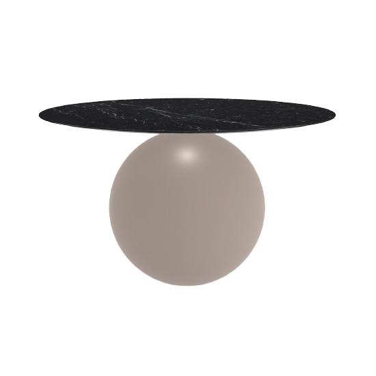 BONALDO table ronde CIRCUS Ø 140 cm base tourterelle opaque (Top Marquina mat - métal et marbre)