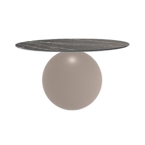 BONALDO table ronde CIRCUS Ø 140 cm base tourterelle opaque (Top Emperador mat - métal et marbre)