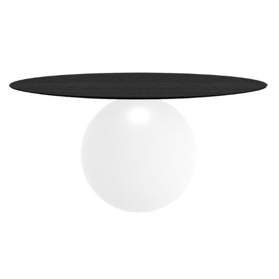 BONALDO table ronde CIRCUS Ø 160 cm base blanc opaque (Plateau en chêne brossé anthracite - Métal et