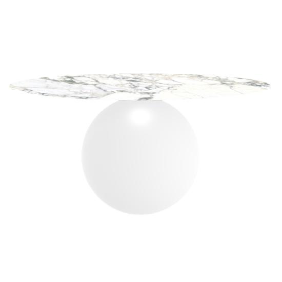 BONALDO table ronde CIRCUS Ø 160 cm base blanc opaque (Top Calacatta brillant - métal et céramique)