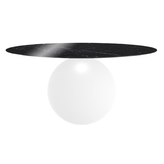 BONALDO table ronde CIRCUS Ø 160 cm base blanc opaque (Piano Marquina lucido - métal et marbre)