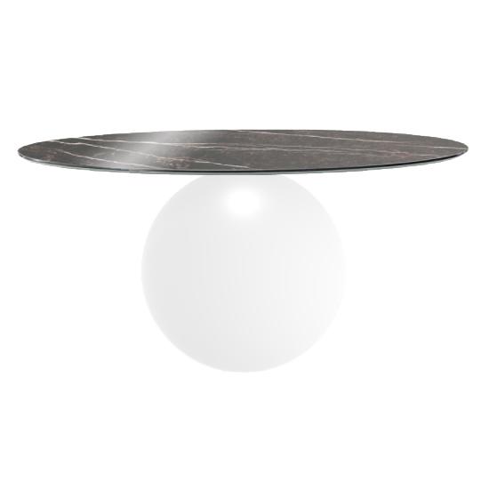 BONALDO table ronde CIRCUS Ø 160 cm base blanc opaque (Top Emperador brillant - métal et marbre)