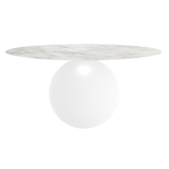 BONALDO table ronde CIRCUS Ø 160 cm base blanc opaque (Top mat Carrara - métal et marbre)