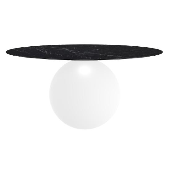 BONALDO table ronde CIRCUS Ø 160 cm base blanc opaque (Top Marquina mat - métal et marbre)