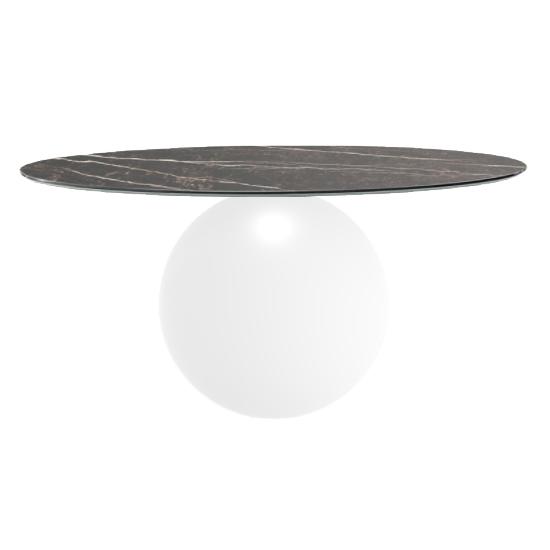 BONALDO table ronde CIRCUS Ø 160 cm base blanc opaque (Top Emperador mat - métal et marbre)