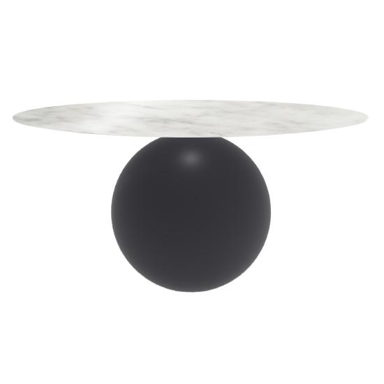 BONALDO table ronde CIRCUS Ø 160 cm base gris anthracite opaque (Top Carrara brillant - métal et mar