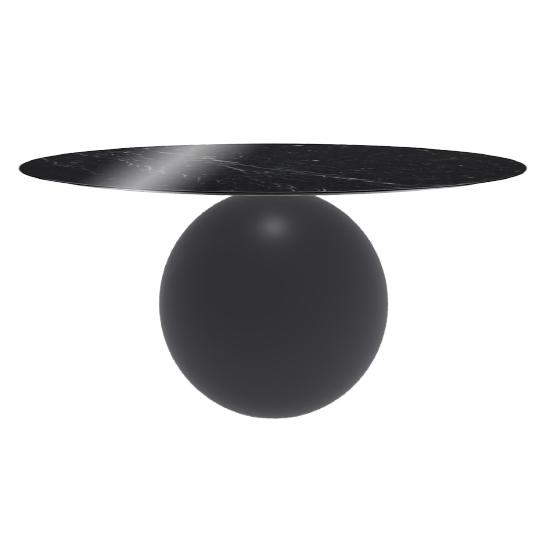 BONALDO table ronde CIRCUS Ø 160 cm base gris anthracite opaque (Piano Marquina lucido - métal et ma