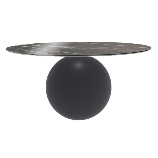 BONALDO table ronde CIRCUS Ø 160 cm base gris anthracite opaque (Top Emperador brillant - métal et m