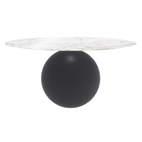BONALDO table ronde CIRCUS Ø 160 cm base gris anthracite opaque (Top Calacatta brillant - métal et m