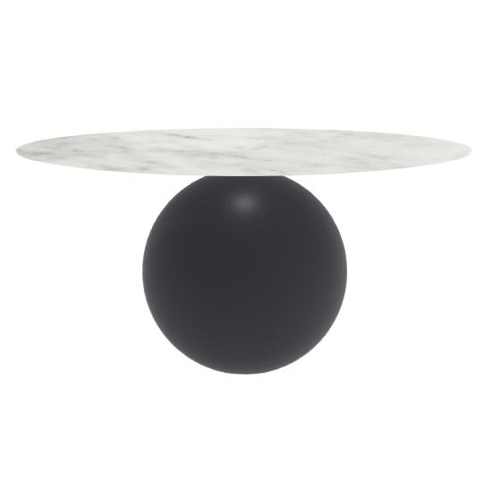 BONALDO table ronde CIRCUS Ø 160 cm base gris anthracite opaque (Top mat Carrara - métal et marbre)