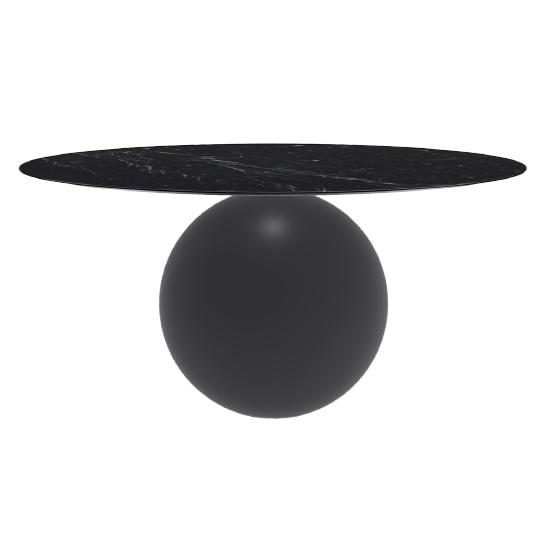 BONALDO table ronde CIRCUS Ø 160 cm base gris anthracite opaque (Top Marquina mat - métal et marbre)