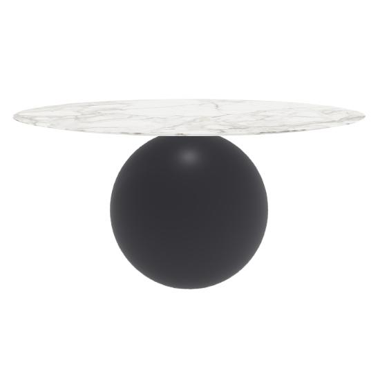 BONALDO table ronde CIRCUS Ø 160 cm base gris anthracite opaque (Top Calacatta mat - métal et marbre