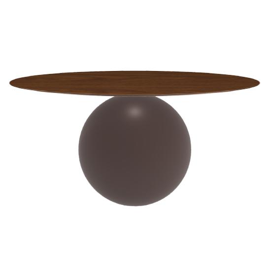BONALDO table ronde CIRCUS Ø 160 cm base marron opaque (Plateau en noyer américain - Métal et bois)