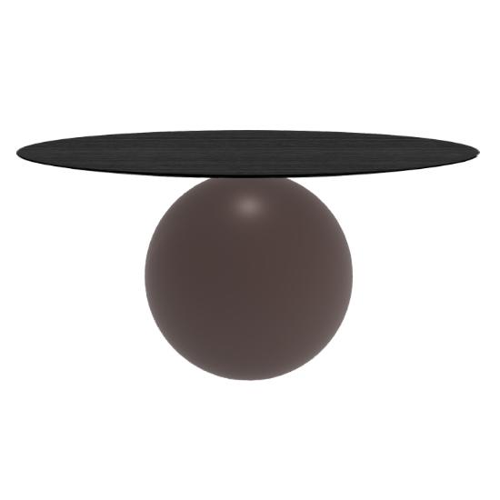 BONALDO table ronde CIRCUS Ø 160 cm base marron opaque (Plateau en chêne brossé anthracite - Métal e