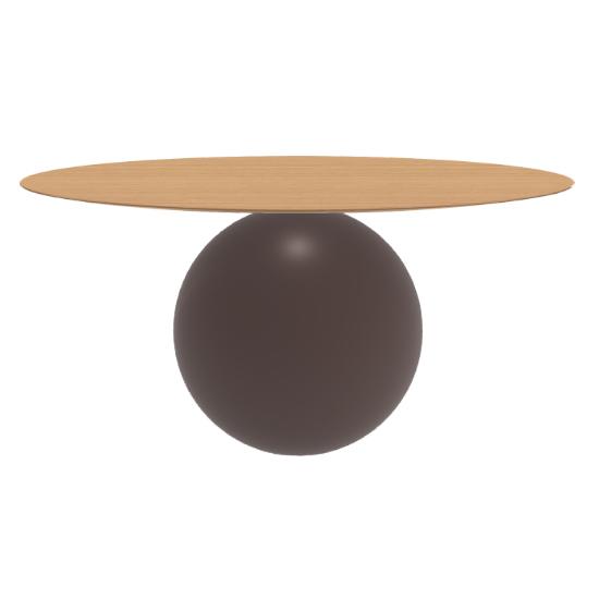 BONALDO table ronde CIRCUS Ø 160 cm base marron opaque (Plateau en chêne naturel brossé - Métal et b