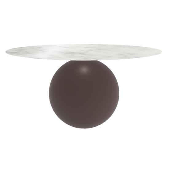 BONALDO table ronde CIRCUS Ø 160 cm base marron opaque (Top Carrara brillant - métal et marbre)