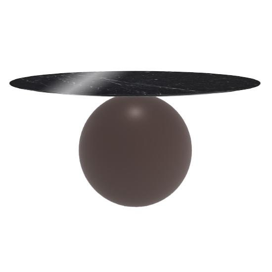 BONALDO table ronde CIRCUS Ø 160 cm base marron opaque (Piano Marquina lucido - métal et marbre)