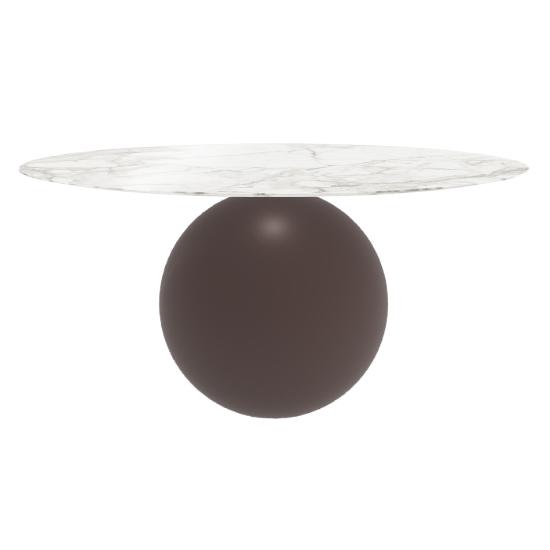 BONALDO table ronde CIRCUS Ø 160 cm base marron opaque (Top Calacatta brillant - métal et marbre)