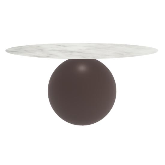 BONALDO table ronde CIRCUS Ø 160 cm base marron opaque (Top mat Carrara - métal et marbre)