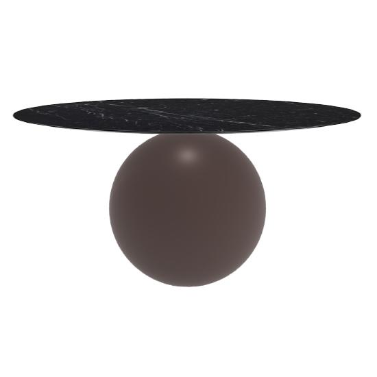 BONALDO table ronde CIRCUS Ø 160 cm base marron opaque (Top Marquina mat - métal et marbre)