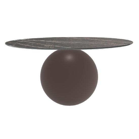BONALDO table ronde CIRCUS Ø 160 cm base marron opaque (Top Emperador mat - métal et marbre)