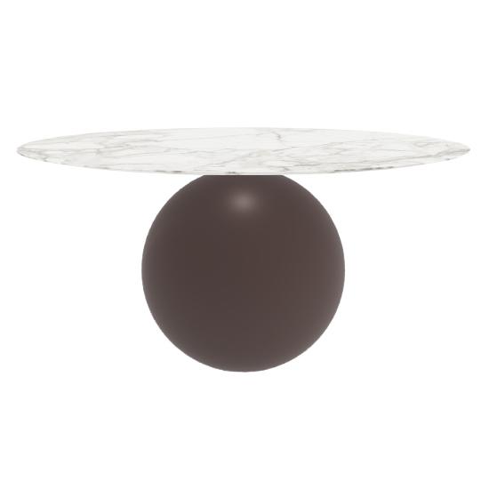 BONALDO table ronde CIRCUS Ø 160 cm base marron opaque (Top Calacatta mat - métal et marbre)