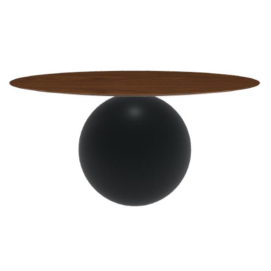 BONALDO table ronde CIRCUS Ø 160 cm base noir opaque (Plateau en noyer américain - Métal et bois)