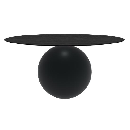 BONALDO table ronde CIRCUS Ø 160 cm base noir opaque (Plateau en chêne brossé anthracite - Métal et 