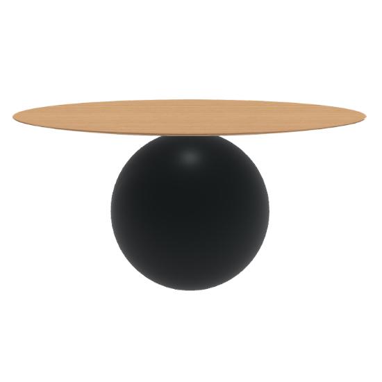 BONALDO table ronde CIRCUS Ø 160 cm base noir opaque (Plateau en chêne naturel brossé - Métal et boi