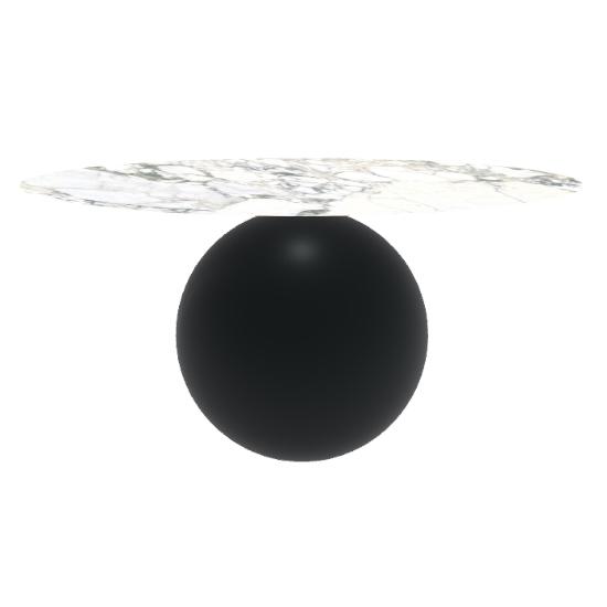 BONALDO table ronde CIRCUS Ø 160 cm base noir opaque (Top Calacatta brillant - métal et céramique)