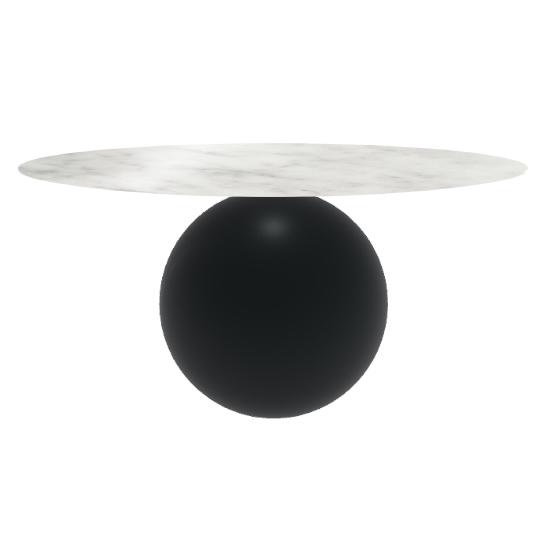 BONALDO table ronde CIRCUS Ø 160 cm base noir opaque (Top Carrara brillant - métal et marbre)