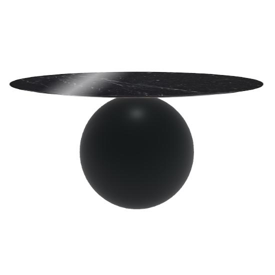 BONALDO table ronde CIRCUS Ø 160 cm base noir opaque (Piano Marquina lucido - métal et marbre)