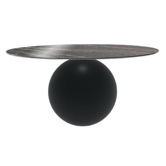 BONALDO table ronde CIRCUS Ø 160 cm base noir opaque (Top Emperador brillant - métal et marbre)