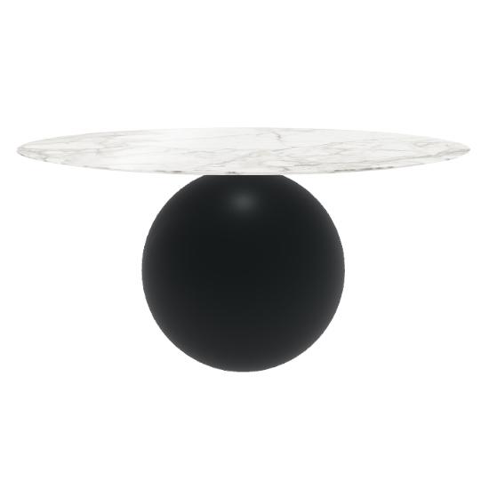 BONALDO table ronde CIRCUS Ø 160 cm base noir opaque (Top Calacatta brillant - métal et marbre)