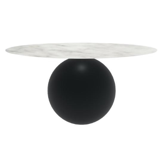 BONALDO table ronde CIRCUS Ø 160 cm base noir opaque (Top mat Carrara - métal et marbre)
