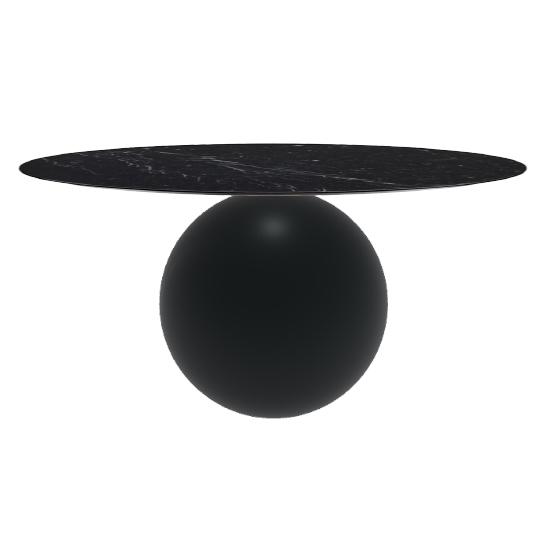 BONALDO table ronde CIRCUS Ø 160 cm base noir opaque (Top Marquina mat - métal et marbre)