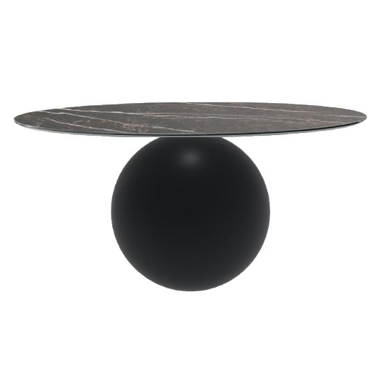 BONALDO table ronde CIRCUS Ø 160 cm base noir opaque (Top Emperador mat - métal et marbre)