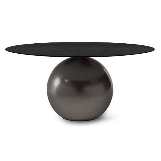 BONALDO table ronde CIRCUS Ø 160 cm base plomb (Plateau en chêne brossé anthracite - Métal Plus et b