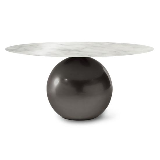 BONALDO table ronde CIRCUS Ø 160 cm base plomb (Top Carrara brillant - Métal Plus et marbre)