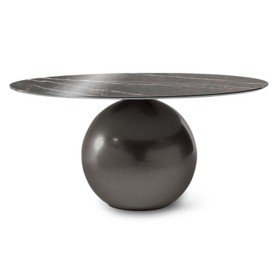 BONALDO table ronde CIRCUS Ø 160 cm base plomb (Top Emperador brillant - Métal Plus et marbre)