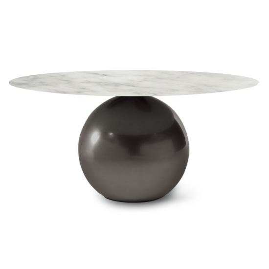 BONALDO table ronde CIRCUS Ø 160 cm base plomb (Top mat Carrara - Métal Plus et marbre)