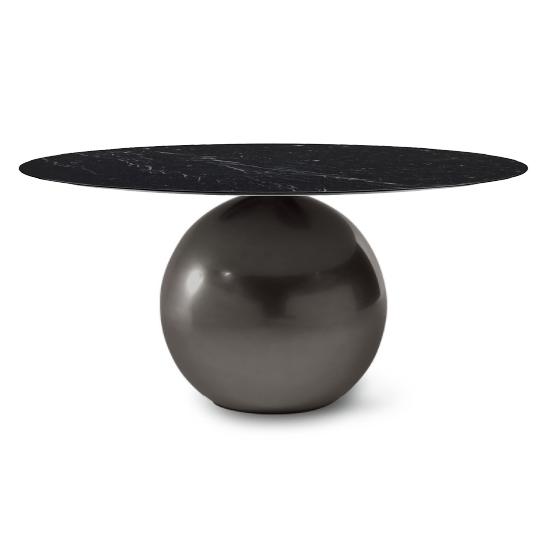 BONALDO table ronde CIRCUS Ø 160 cm base plomb (Top Marquina mat - Métal Plus et marbre)