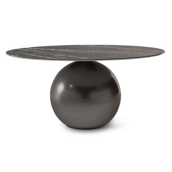 BONALDO table ronde CIRCUS Ø 160 cm base plomb (Top Emperador mat - Métal Plus et marbre)
