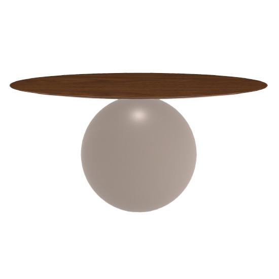BONALDO table ronde CIRCUS Ø 160 cm base tourterelle opaque (Plateau en noyer américain - Métal et b