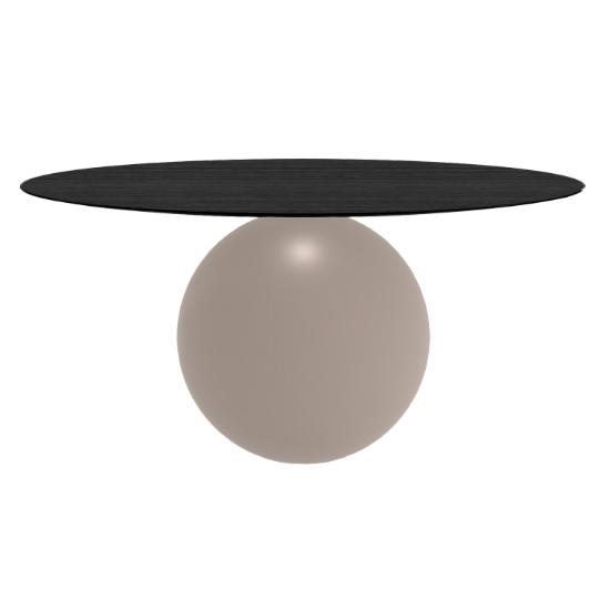 BONALDO table ronde CIRCUS Ø 160 cm base tourterelle opaque (Plateau en chêne brossé anthracite - Mé