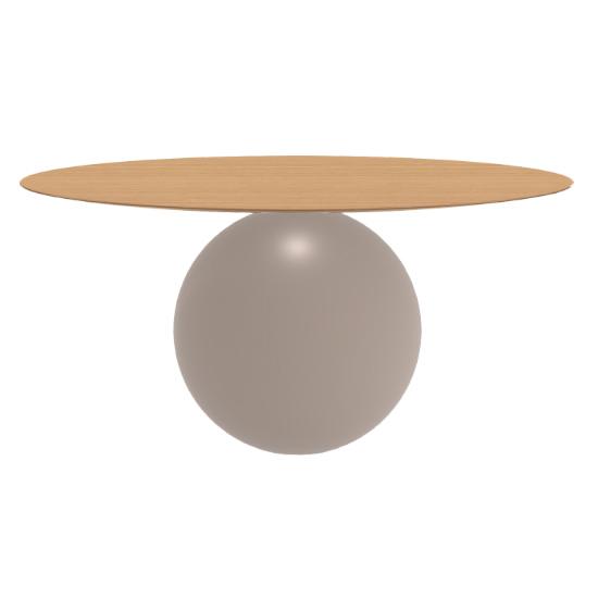 BONALDO table ronde CIRCUS Ø 160 cm base tourterelle opaque (Plateau en chêne naturel brossé - Métal
