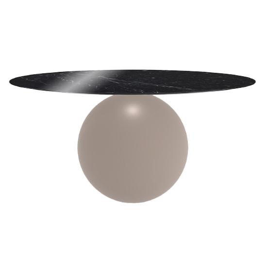 BONALDO table ronde CIRCUS Ø 160 cm base tourterelle opaque (Piano Marquina lucido - métal et marbre