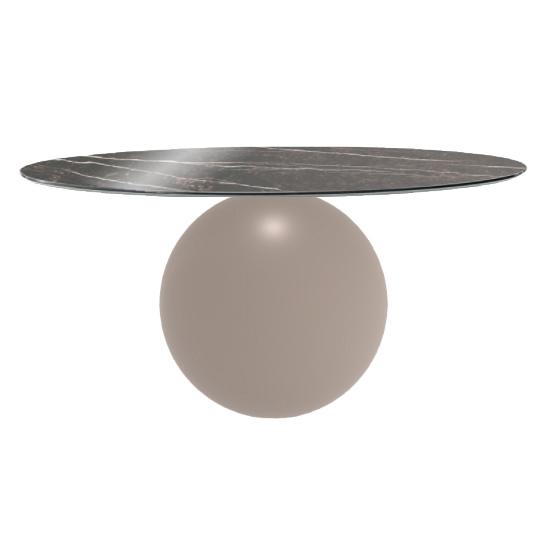 BONALDO table ronde CIRCUS Ø 160 cm base tourterelle opaque (Top Emperador brillant - métal et marbr