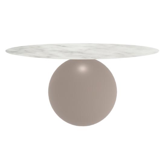 BONALDO table ronde CIRCUS Ø 160 cm base tourterelle opaque (Top mat Carrara - métal et marbre)