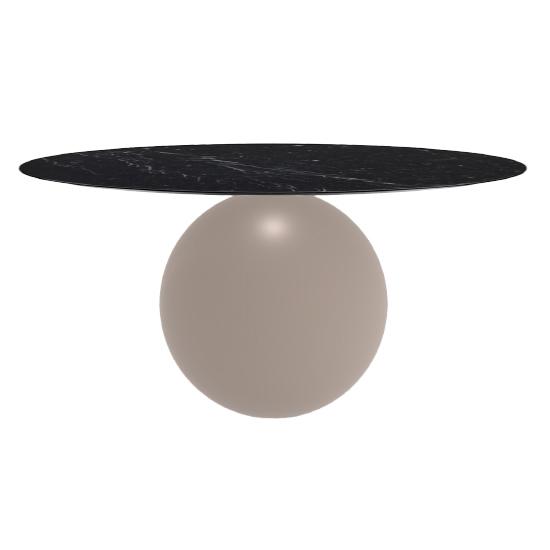 BONALDO table ronde CIRCUS Ø 160 cm base tourterelle opaque (Top Marquina mat - métal et marbre)